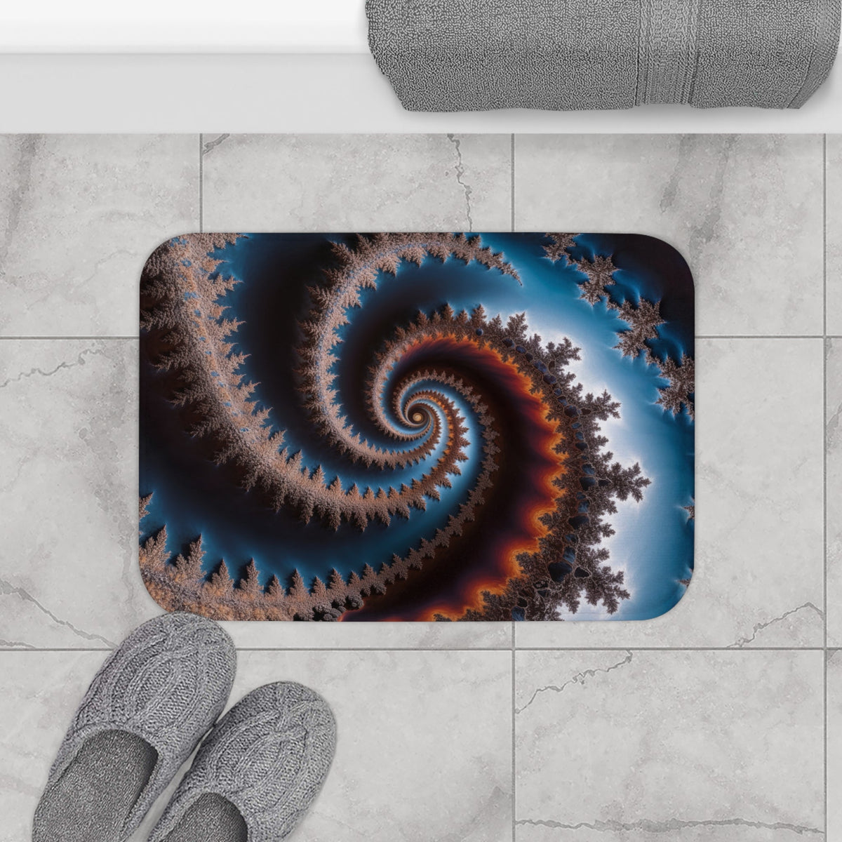 tapis salle de bain motif fractal en spiral