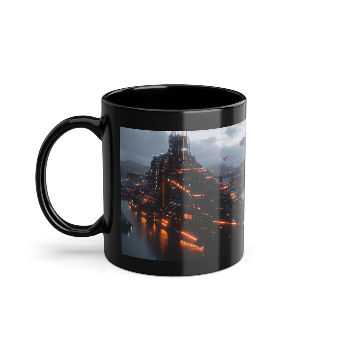 Mug Noir Cyberpunk Paquebot de MégaCorporation