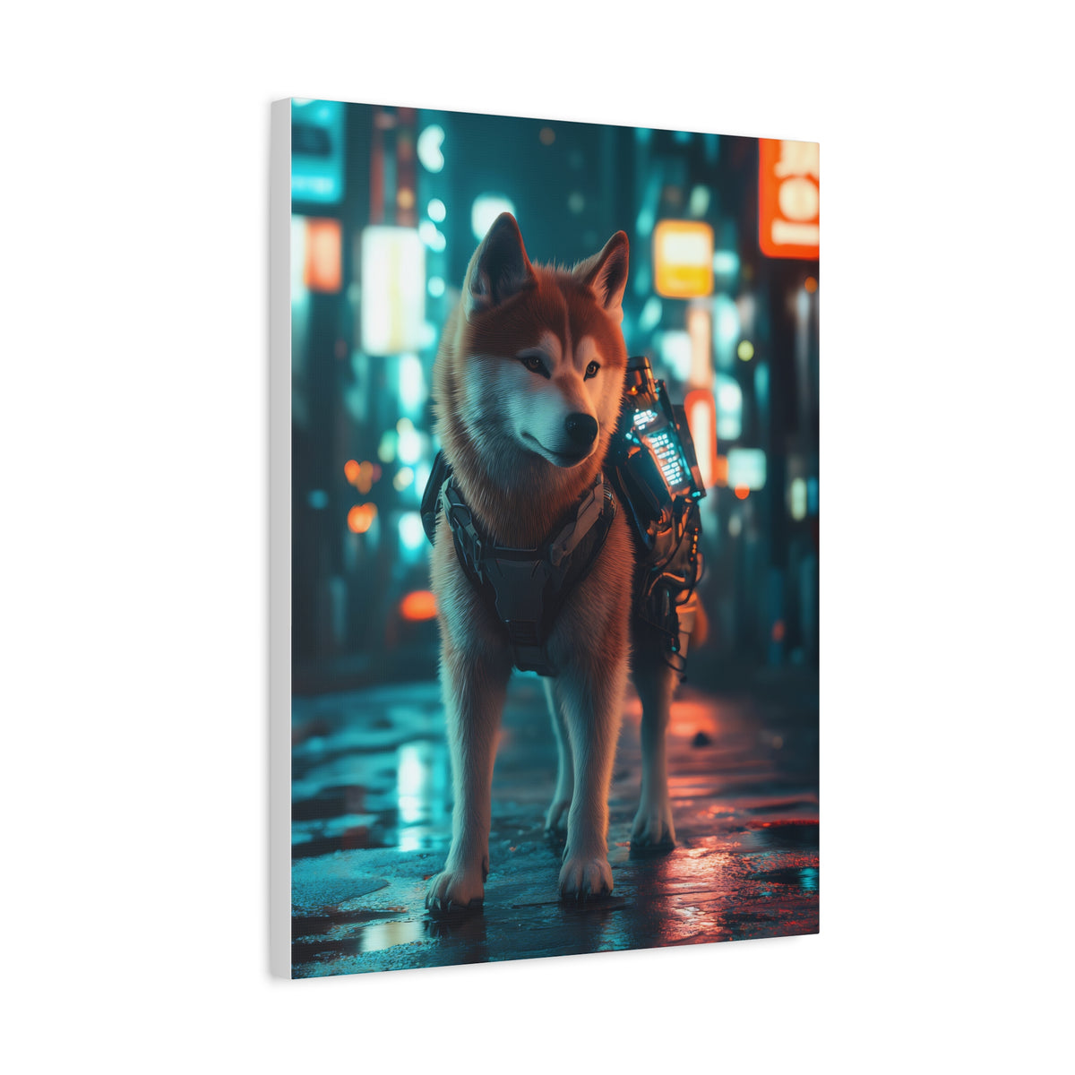 Tableau Akita Inu Cyberpunk