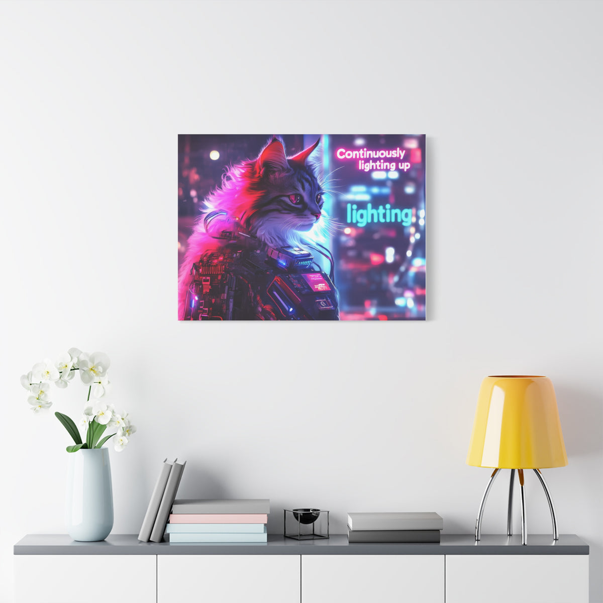 Tableau Chatte Humanoïde Lighting