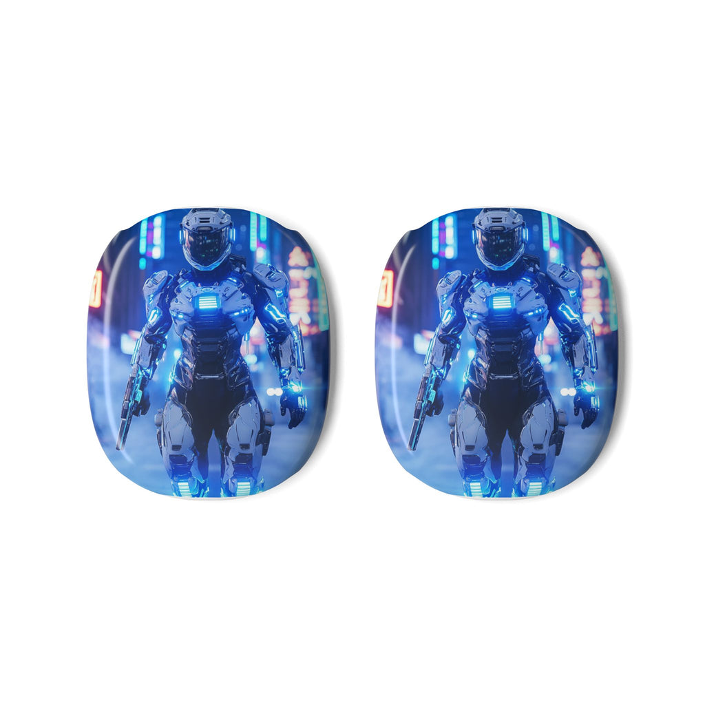 Housse airpods Robot Armure Cyberpunk Blanche