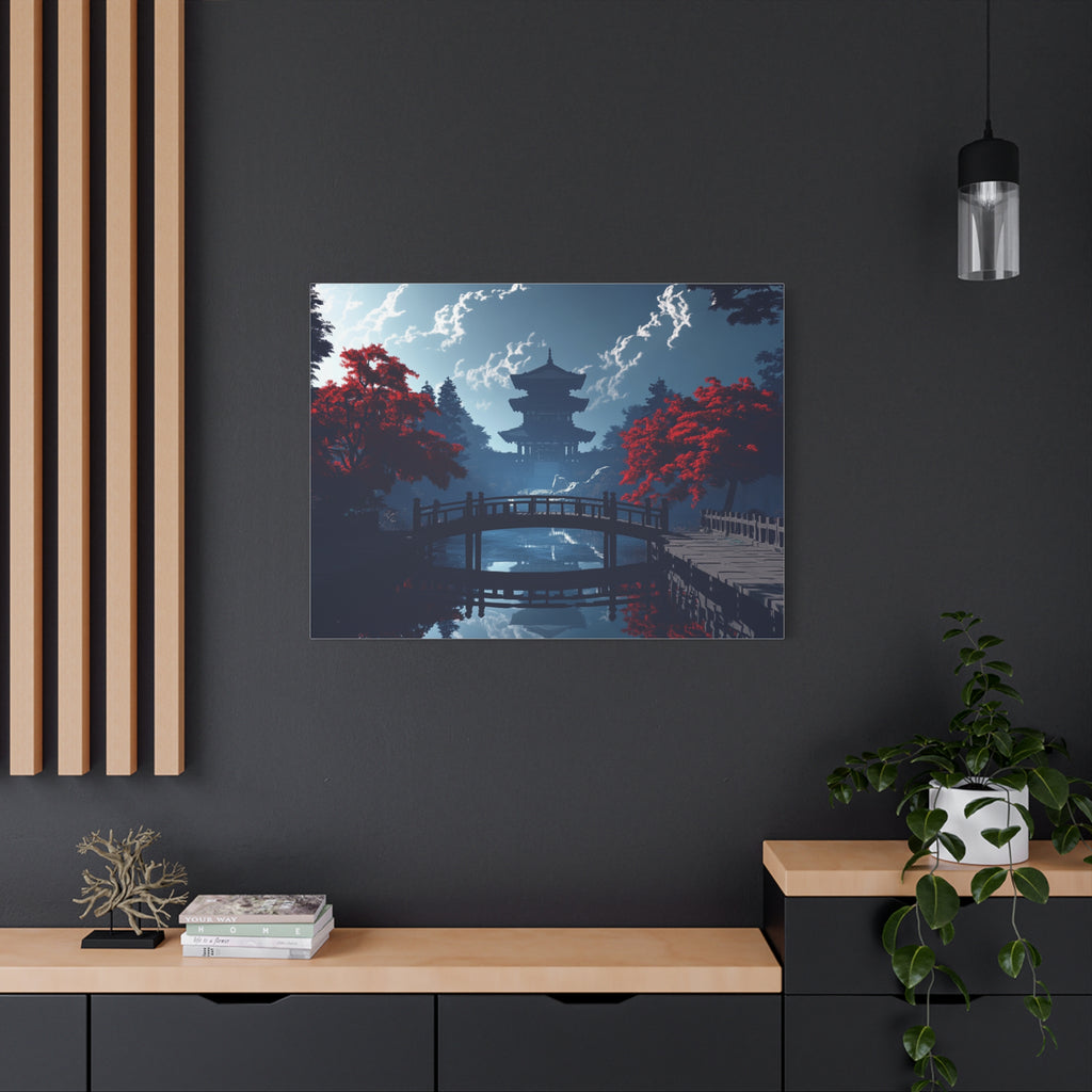Tableau Pont et Temple du Japon