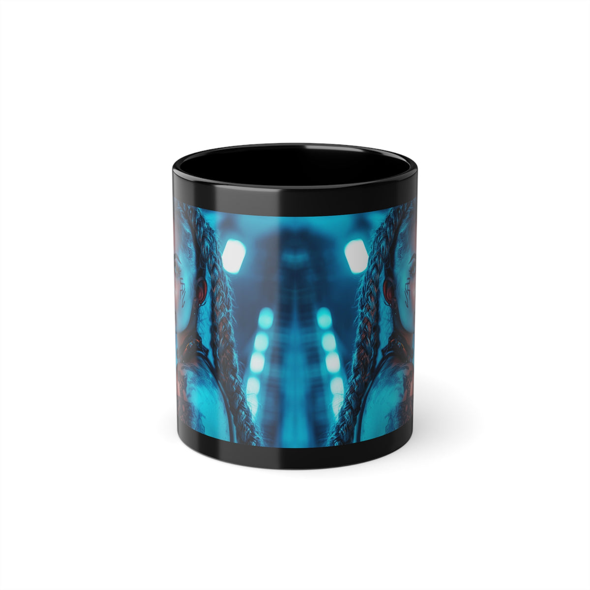 Mug Noir Cyberpunk Brune Tatouée