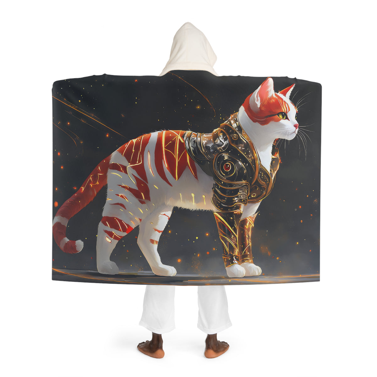 Plaid à Capuche Chat Armure Galactique