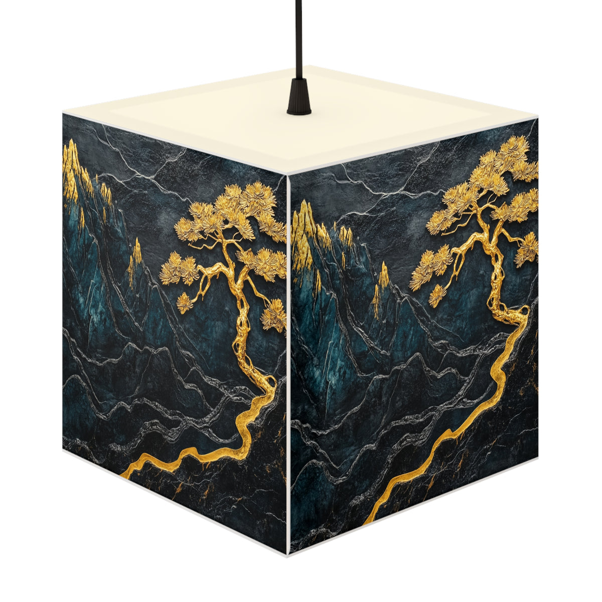 DECO - Lampe Cubique ZEN Paysage Montagneux Texture Marbrée