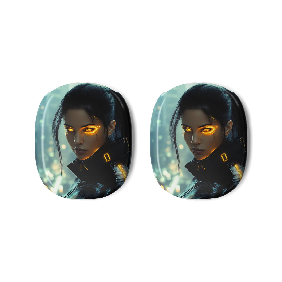 Housse airpods Brune Implants Jaunes Brillants
