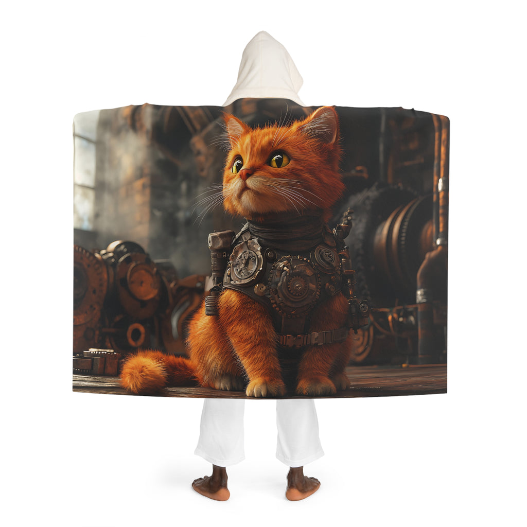 Plaid à Capuche Chat orange Steampunk