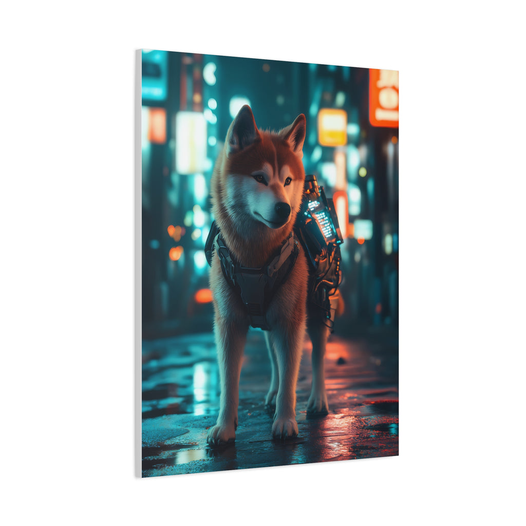 Tableau Akita Inu Cyberpunk
