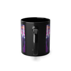 Mug Noir Cyberpunk Fille Masquée Ambiance Néon