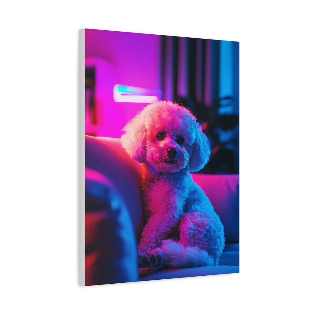 Tableau Bichon Frisé Salon Neon Lights