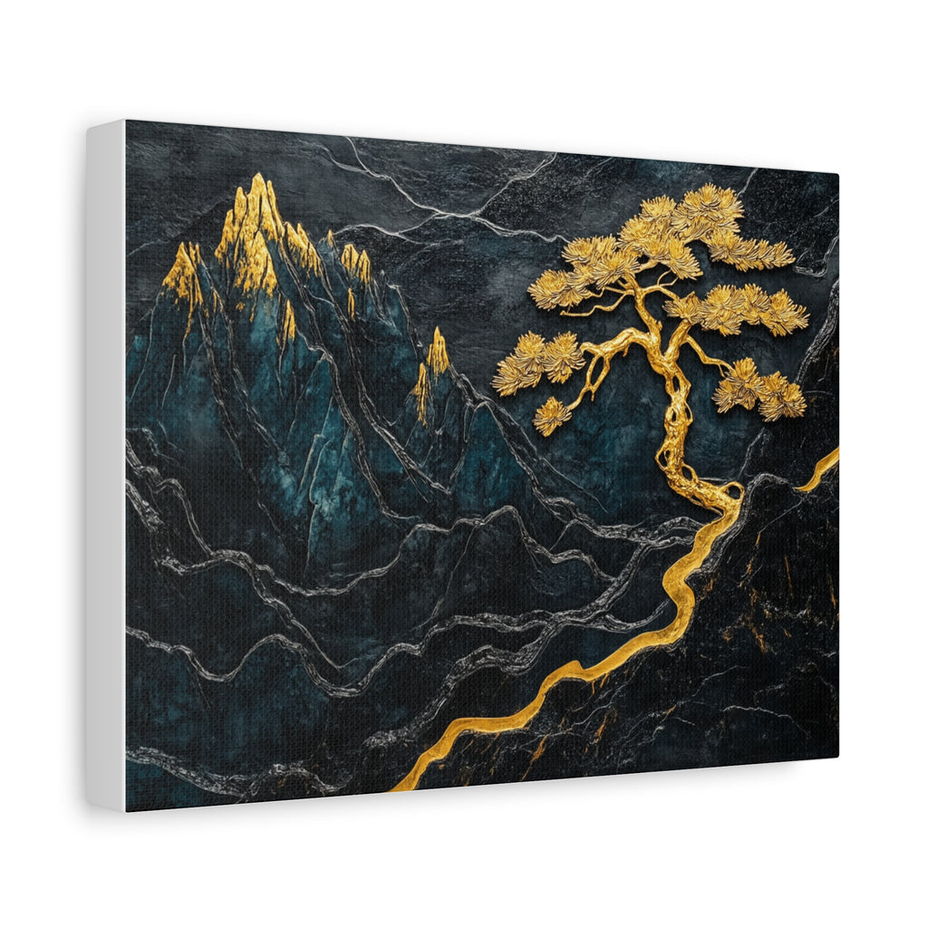 Tableau Arbre Doré et Montagnes Marbrées