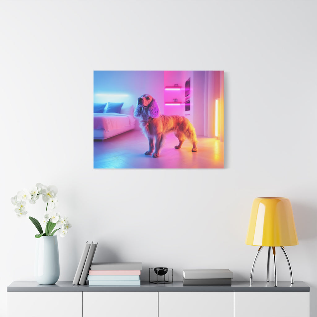 Tableau Cocker Spaniel Chambre Néon Lights