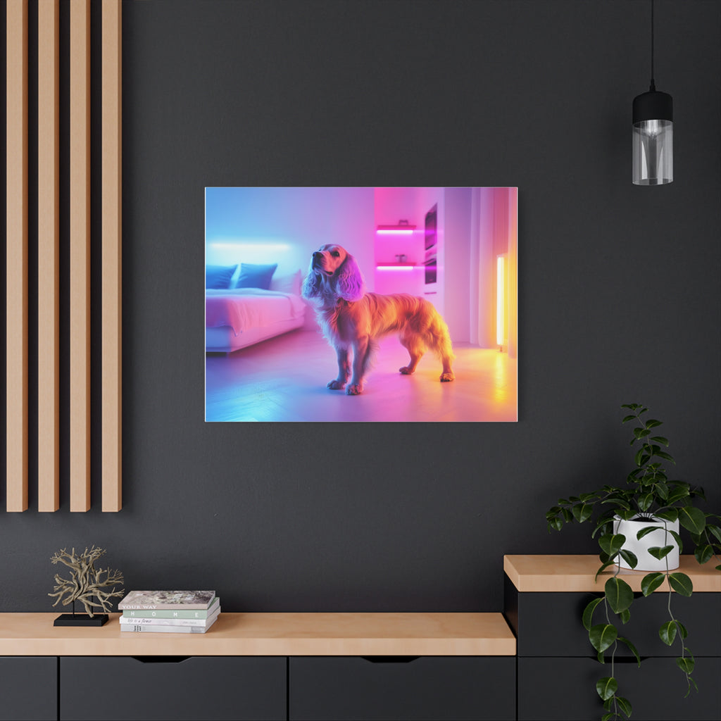 Tableau Cocker Spaniel Chambre Néon Lights