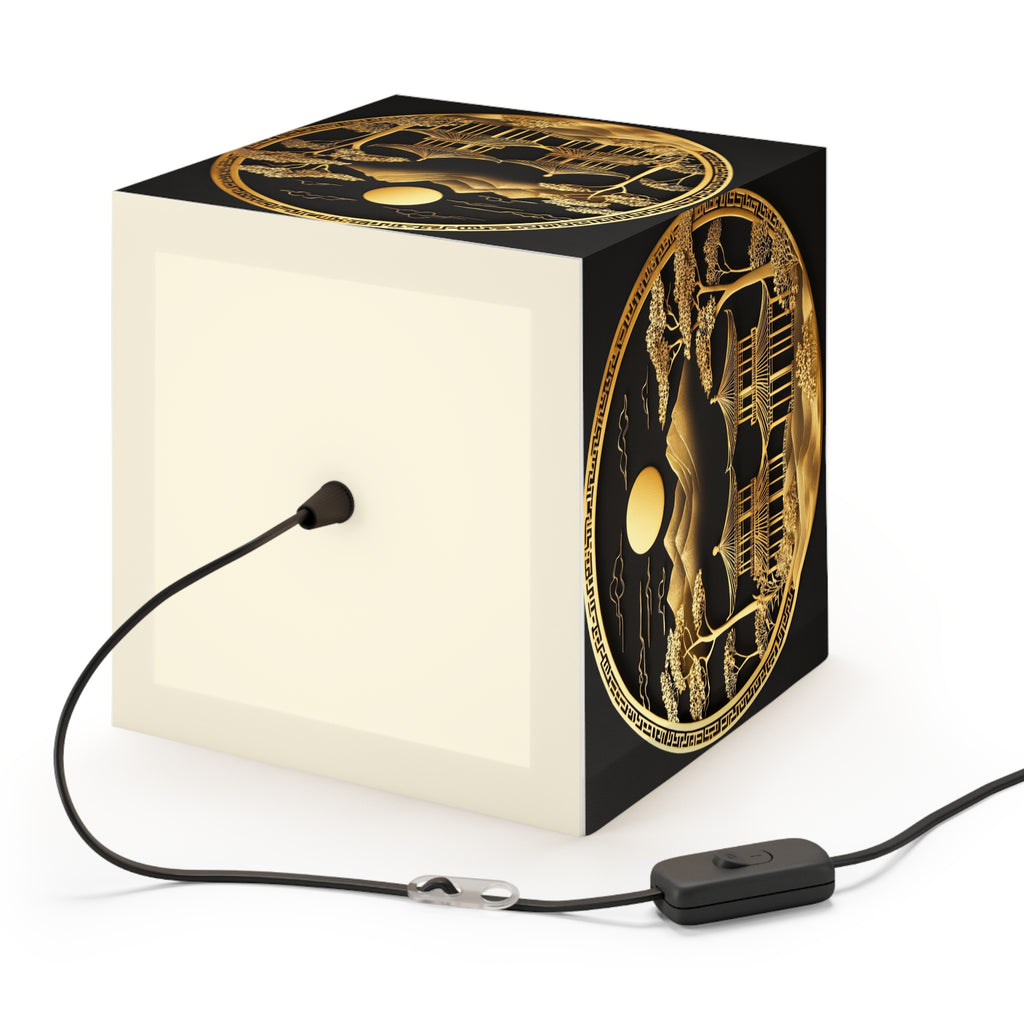 DECO - Lampe Cubique ZEN Temple Couleur Dorée