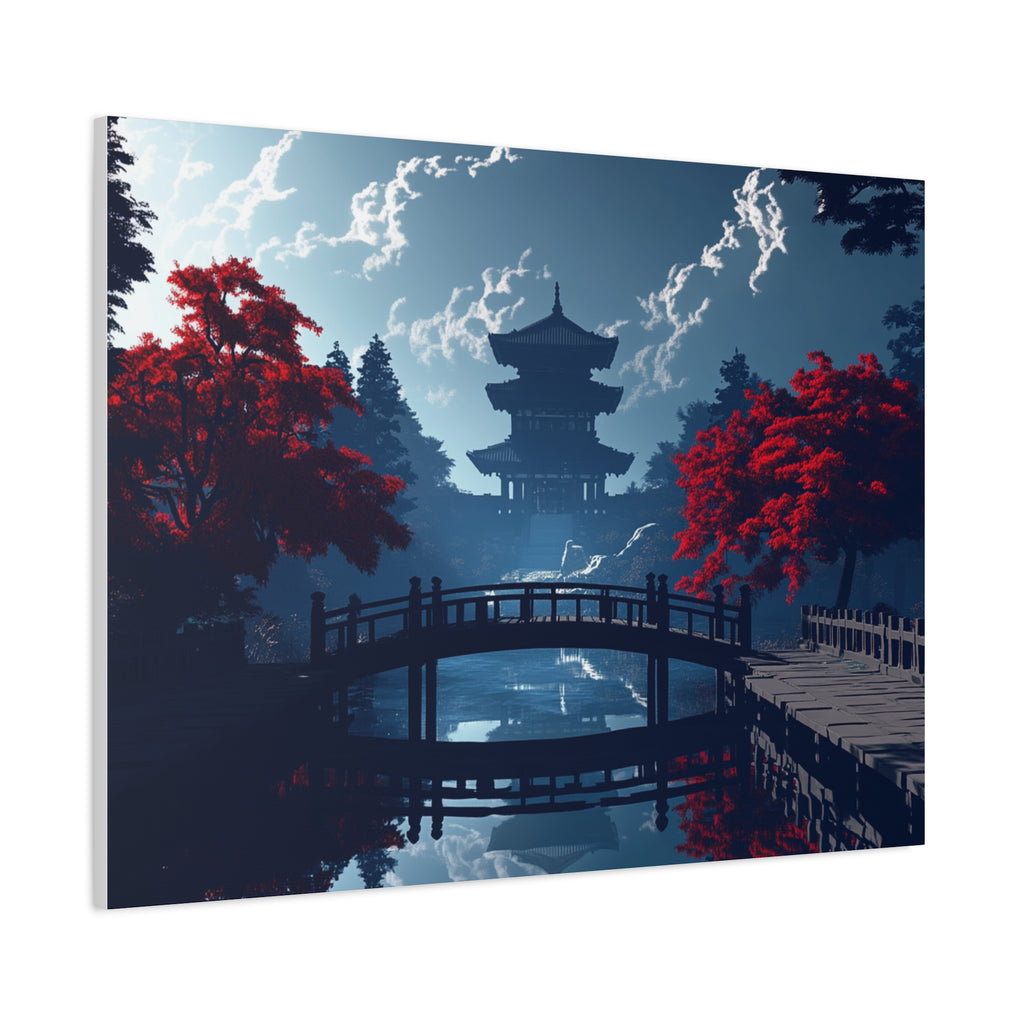 Tableau Pont et Temple du Japon