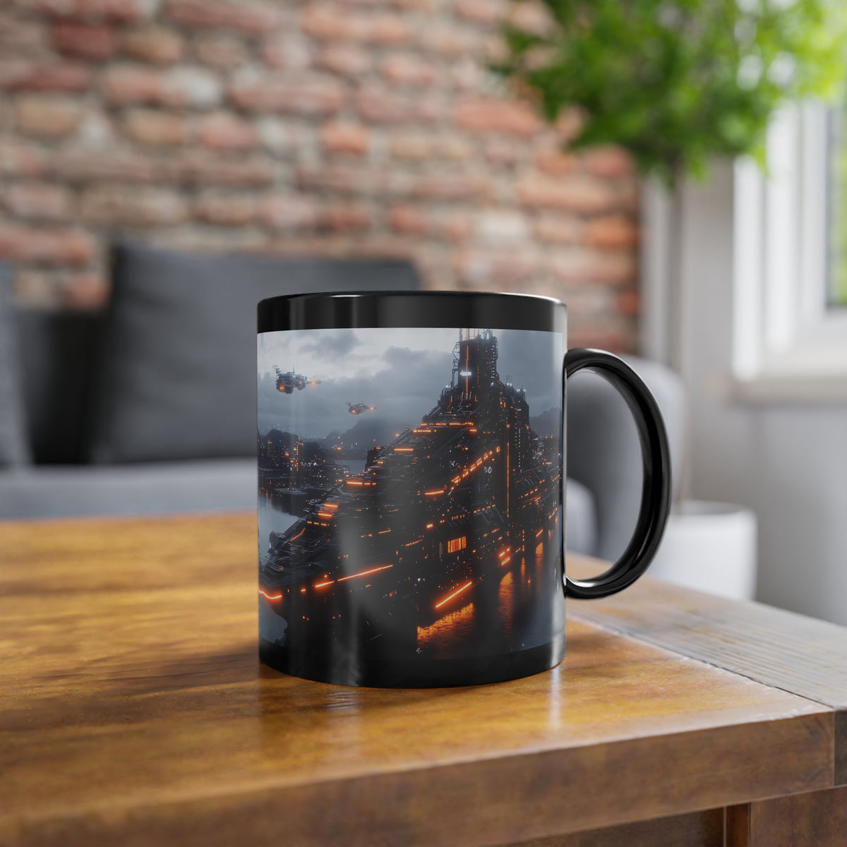 Mug Noir Cyberpunk Paquebot de MégaCorporation