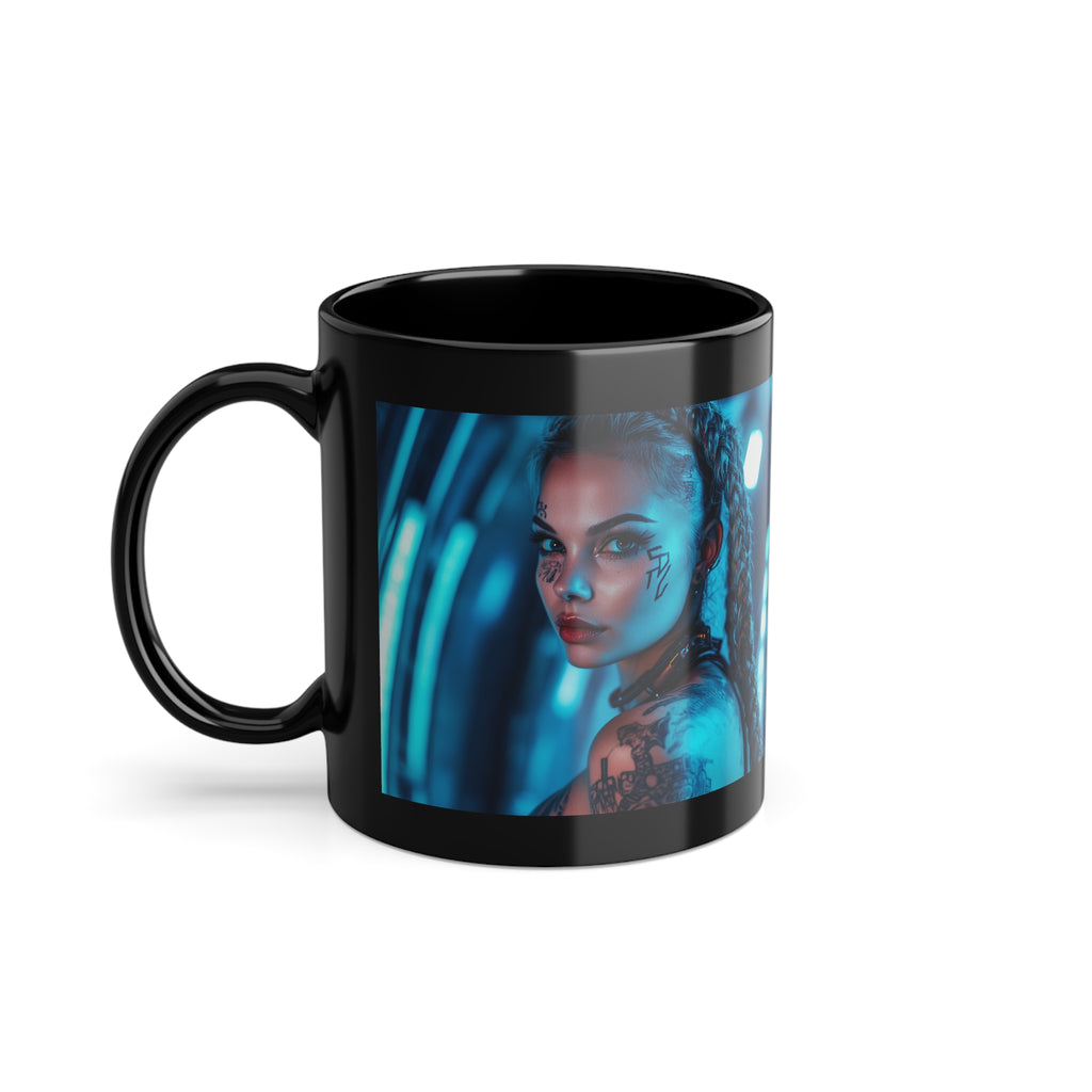 Mug Noir Cyberpunk Brune Tatouée