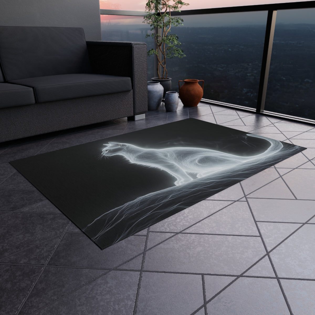 Tapis de salon Silhouette Spectrale de Chat
