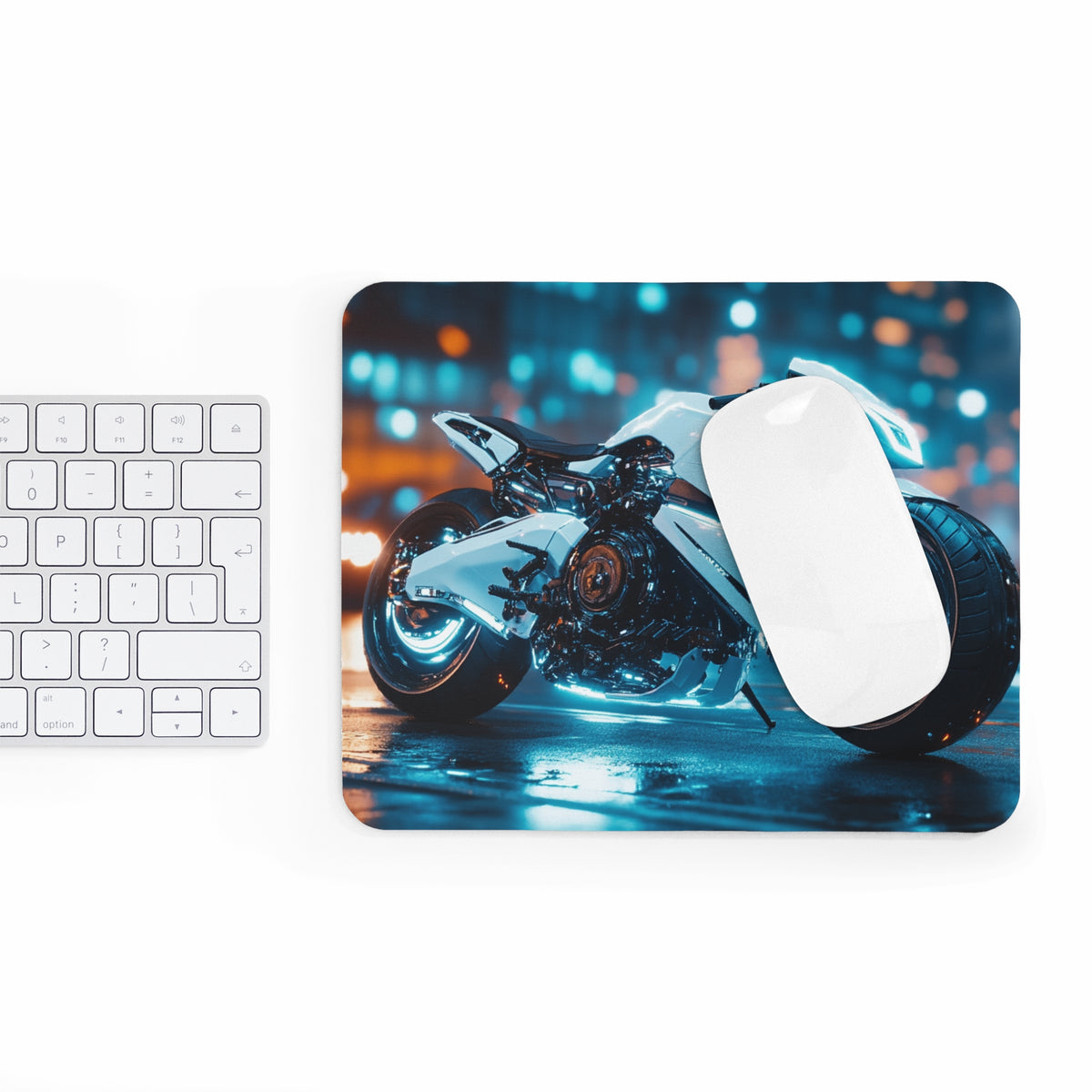 Tapis de souris Moto Blanche Futuriste