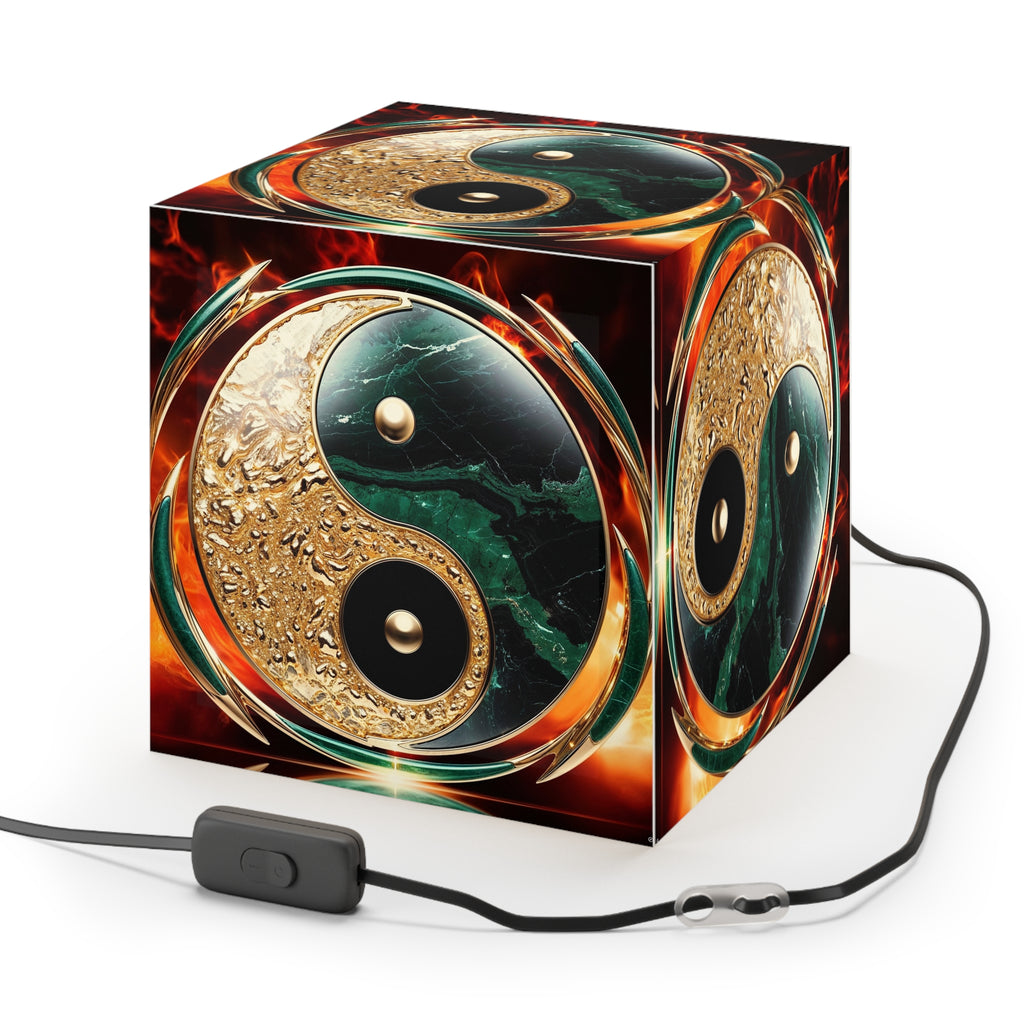 DECO - Lampe Cubique ZEN Yin Yang Marbré Enflammé