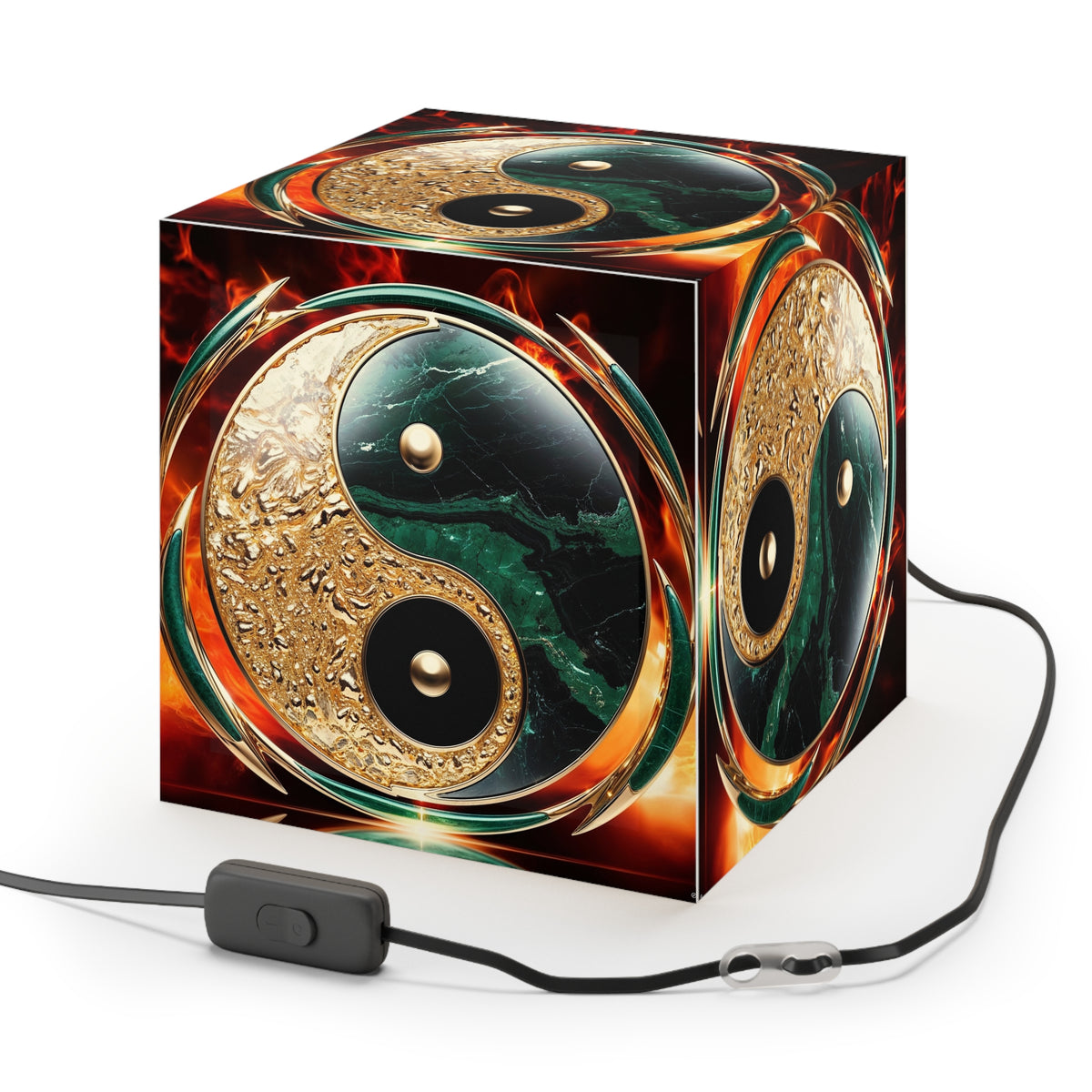 DECO - Lampe Cubique ZEN Yin Yang Marbré Enflammé