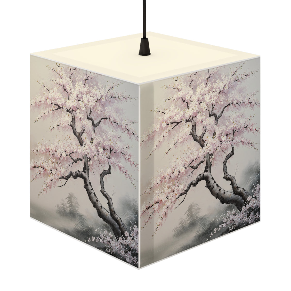 DECO - Lampe Cubique ZEN Cerisier Japonais