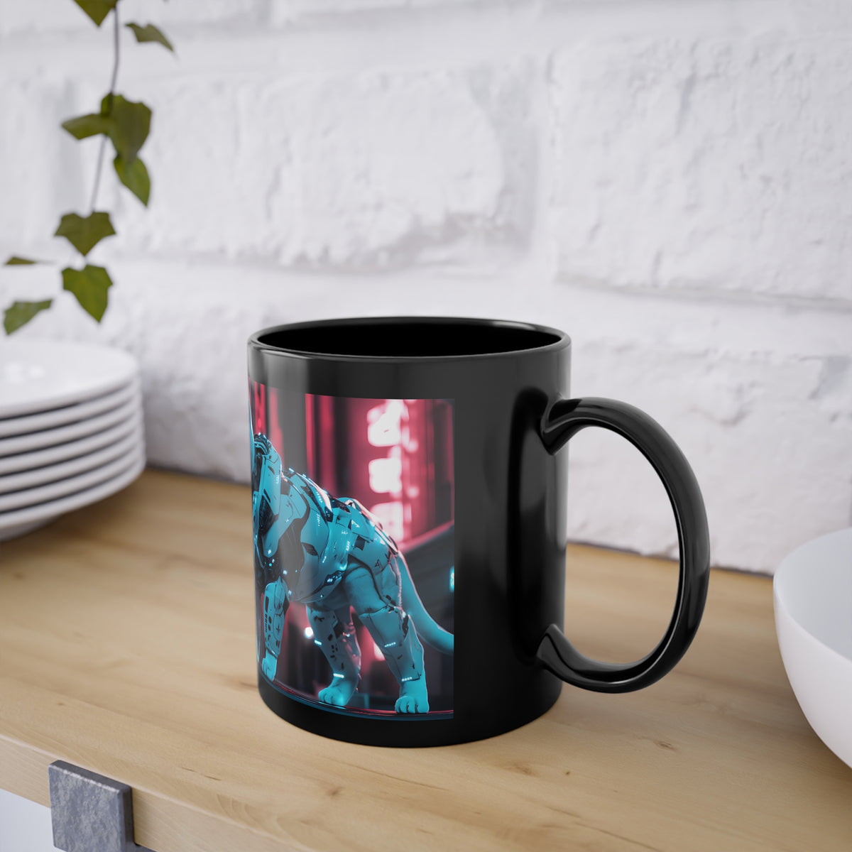 Mug American Shorthair Armure Cyberpunk Blanche