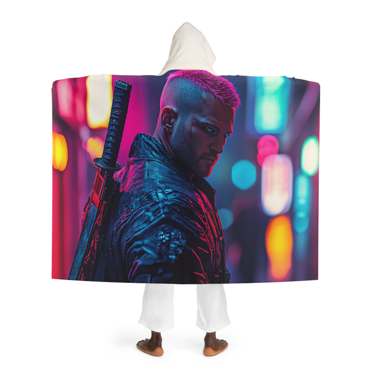 Plaid à Capuche Mercenaire avec Katana