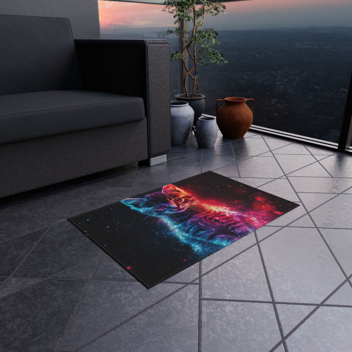 Tapis de salon Chaton Galaxie