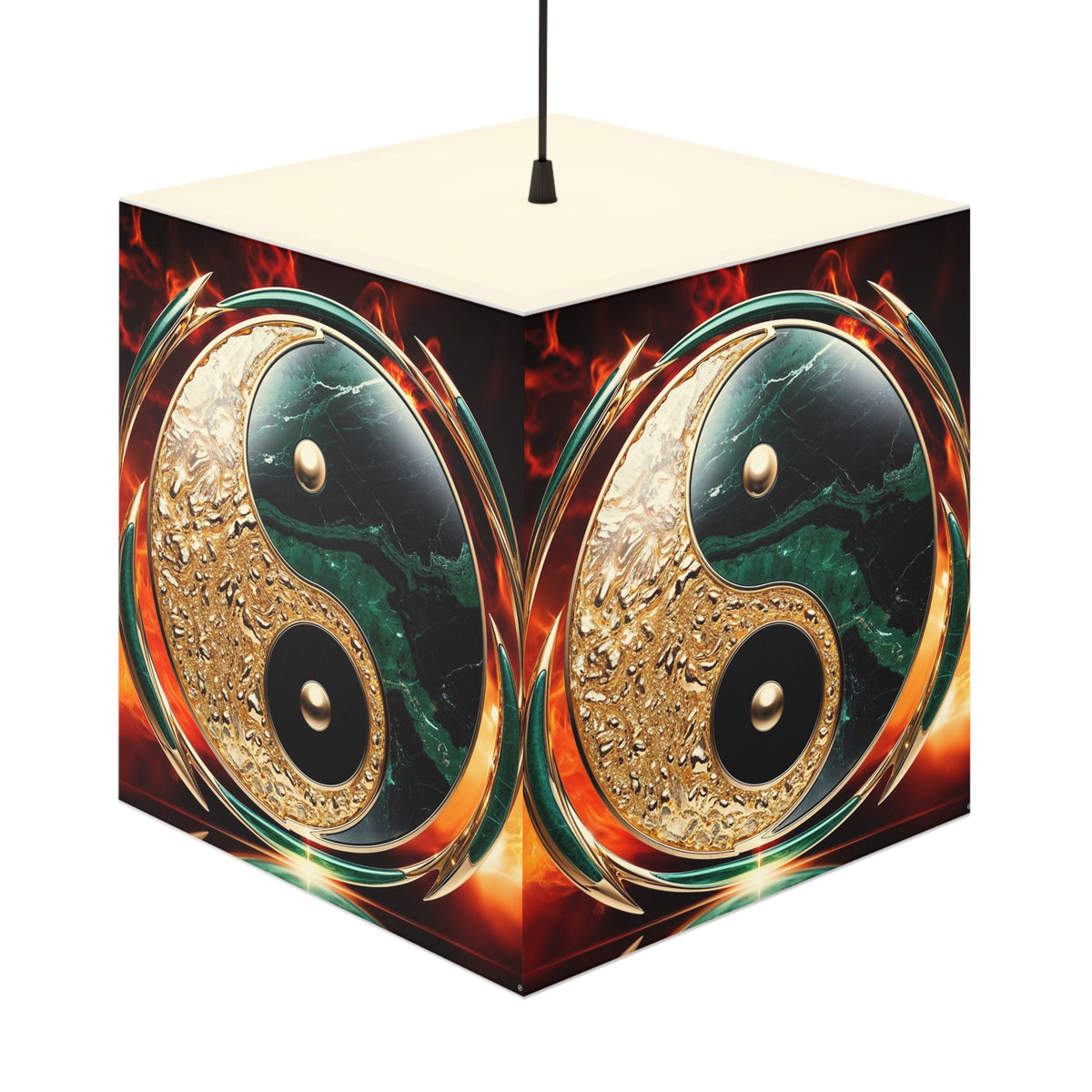 DECO - Lampe Cubique ZEN Yin Yang Marbré Enflammé
