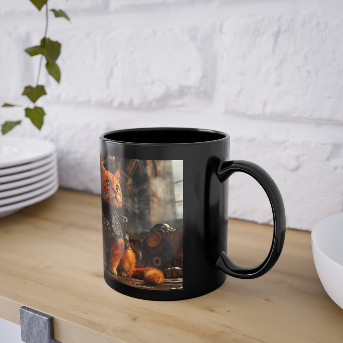 Mug Chat Orange Steampunk