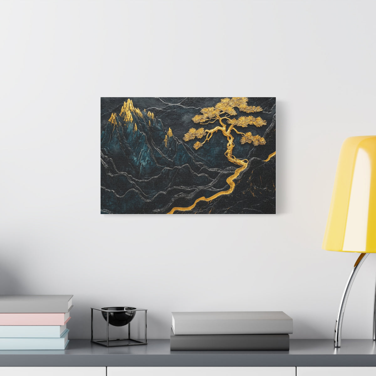 Tableau Arbre Doré et Montagnes Marbrées
