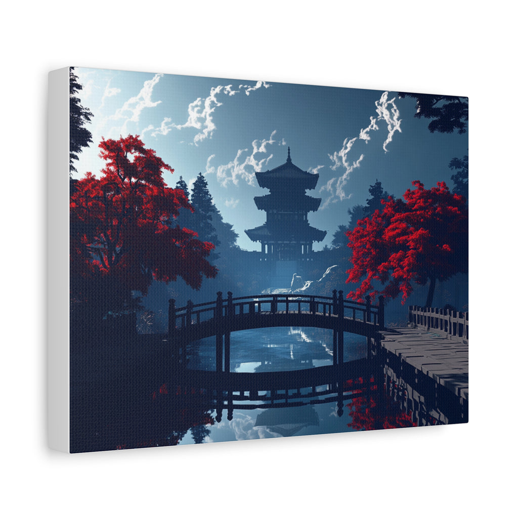 Tableau Pont et Temple du Japon