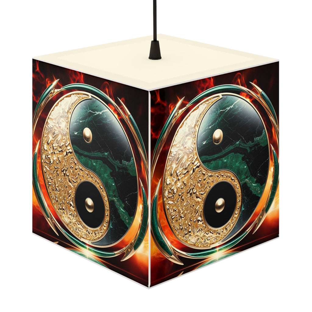 DECO - Lampe Cubique ZEN Yin Yang Marbré Enflammé