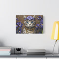 Tableau Chat Couronne de Fleurs Violettes