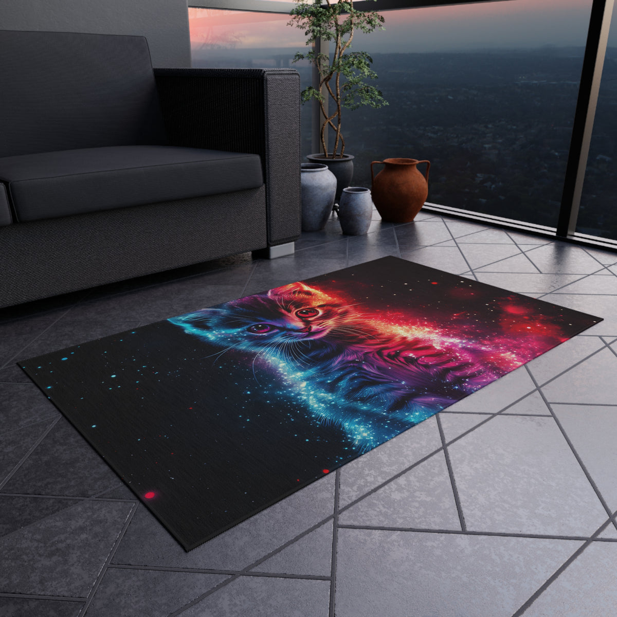 Tapis de salon Chaton Galaxie