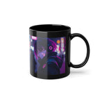 Mug Noir Cyberpunk Fille Masquée Ambiance Néon