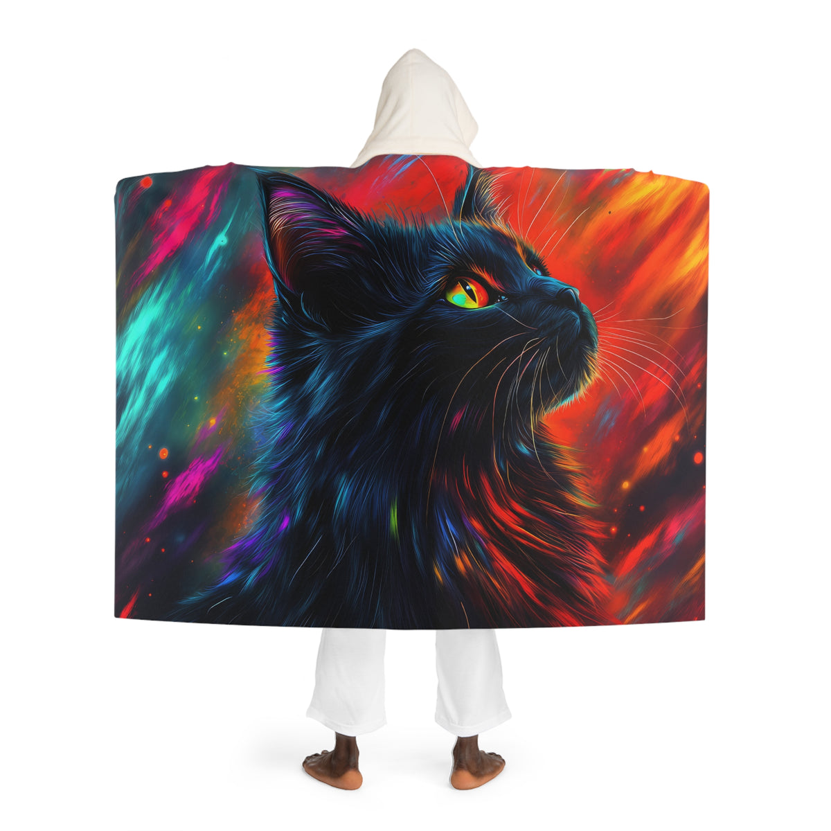 Plaid à Capuche Chat Noir Rêveur