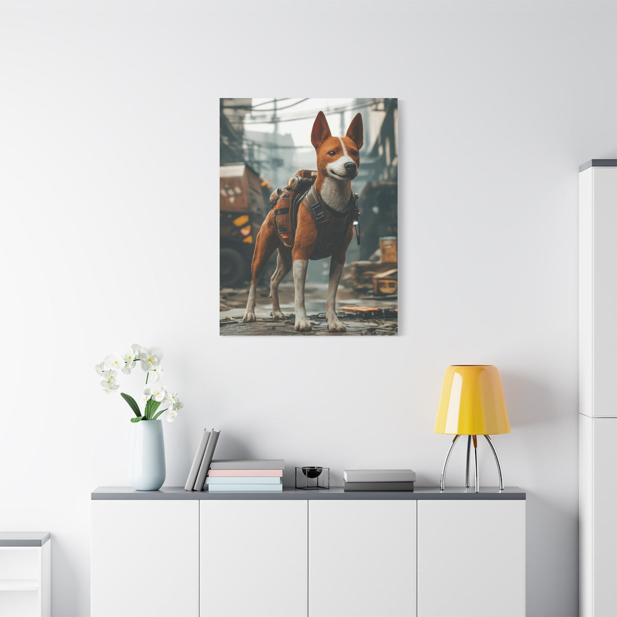 Tableau Basenji Cyberpunk