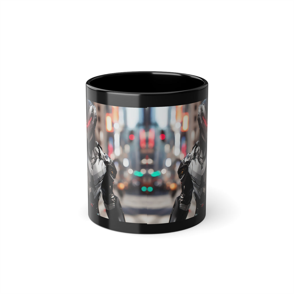 Mug Noir Cyberpunk Robot Armure Métalisée