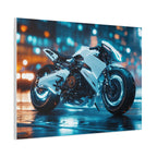 Tableau Cyberpunk Moto Blanche Futuriste