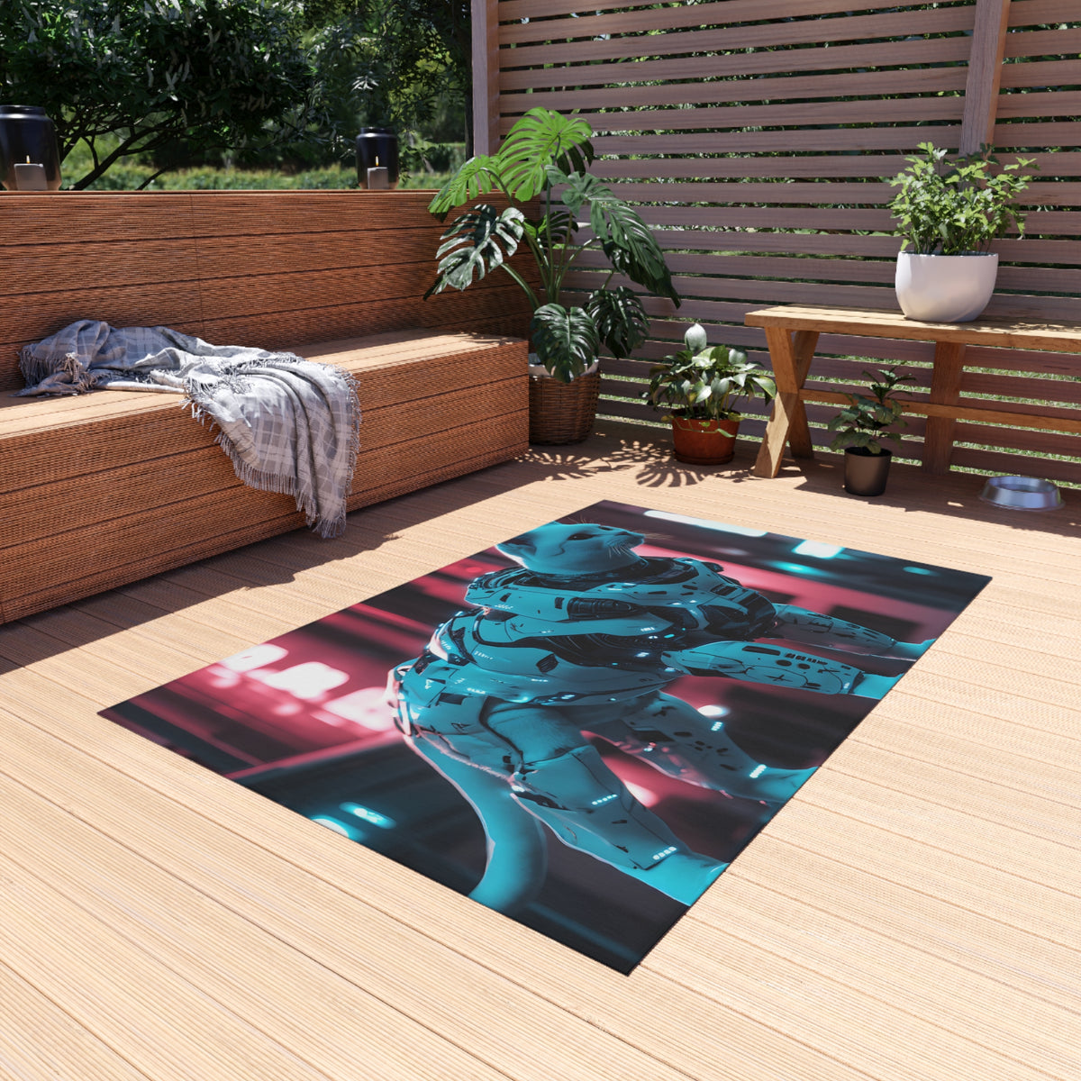 Tapis de salon Cyberpunk American Shorthair