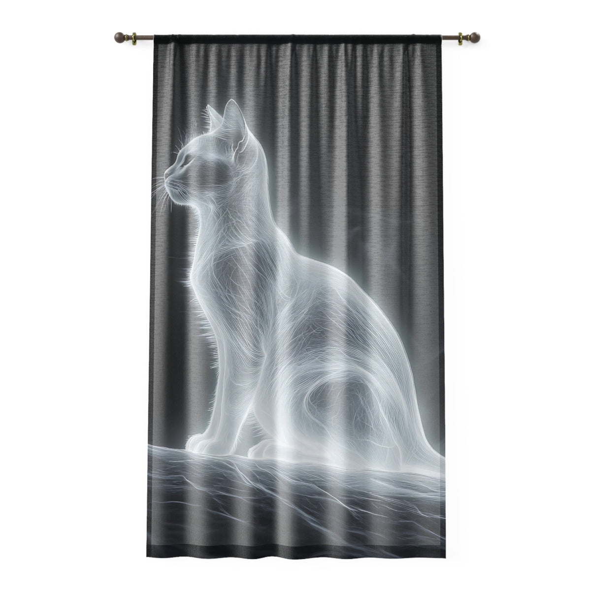 Rideau Chat Silhouette Spectrale