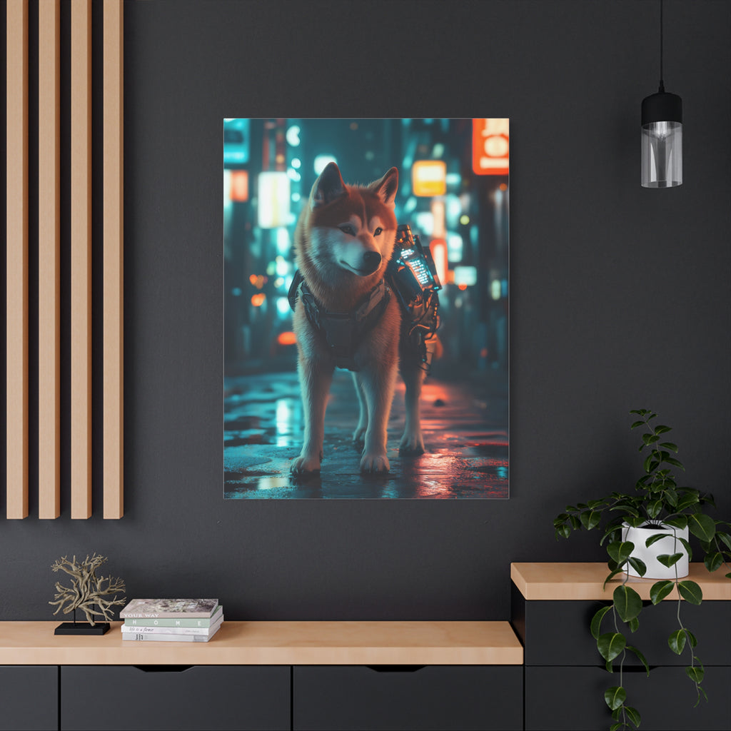 Tableau Akita Inu Cyberpunk