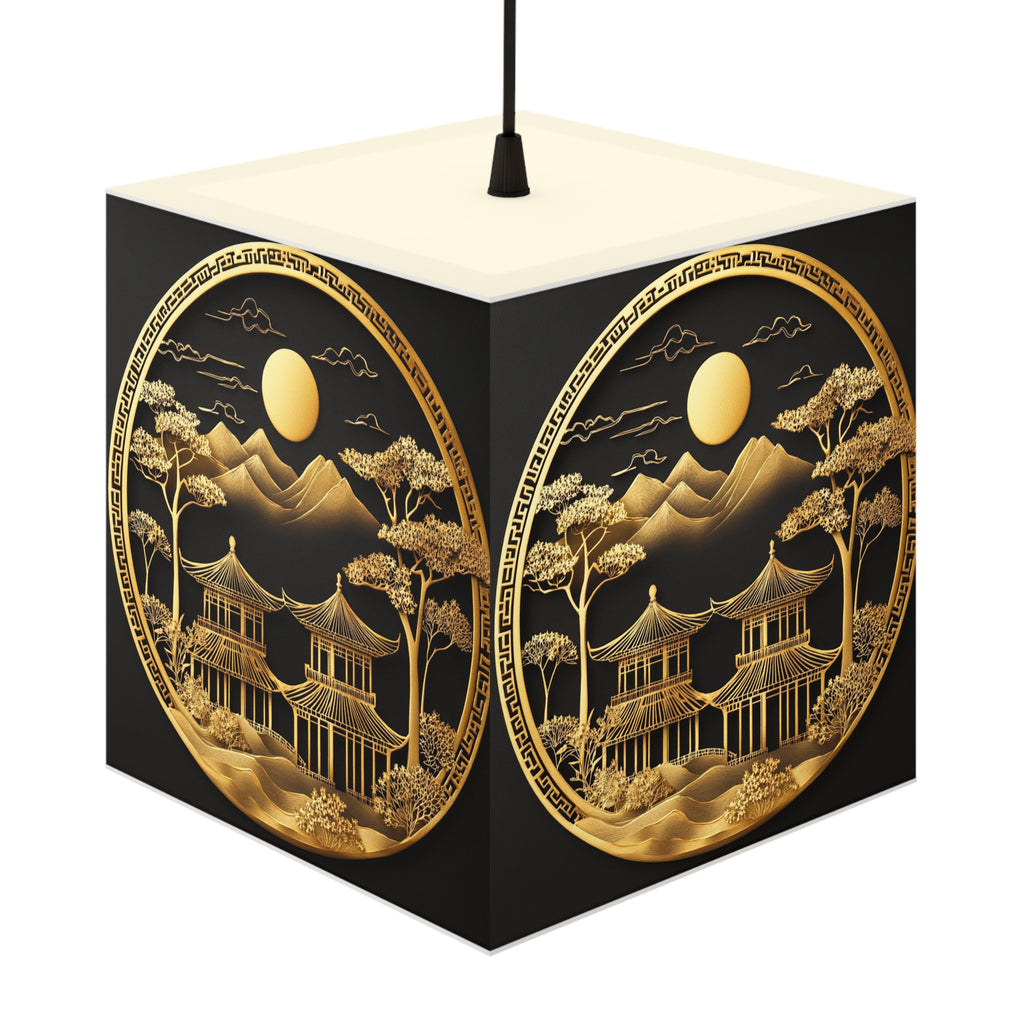 DECO - Lampe Cubique ZEN Temple Couleur Dorée