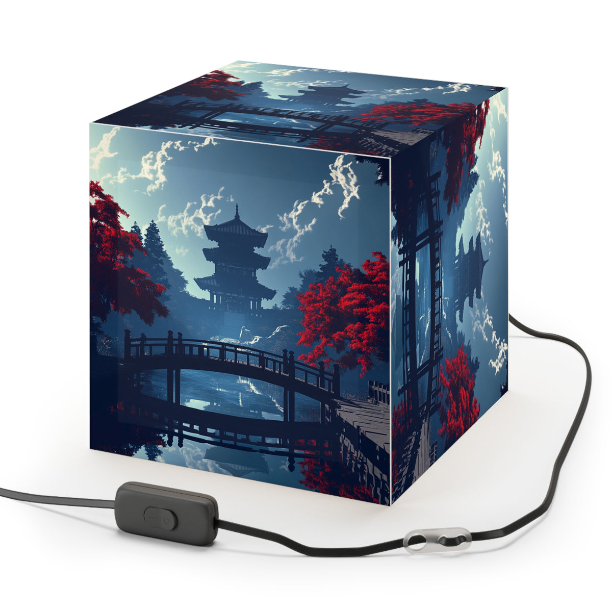 DECO - Lampe Cubique ZEN Pont et Temple Traditionnel Japonais