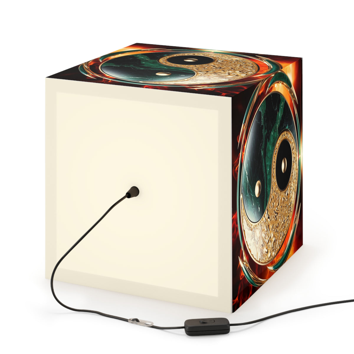 DECO - Lampe Cubique ZEN Yin Yang Marbré Enflammé