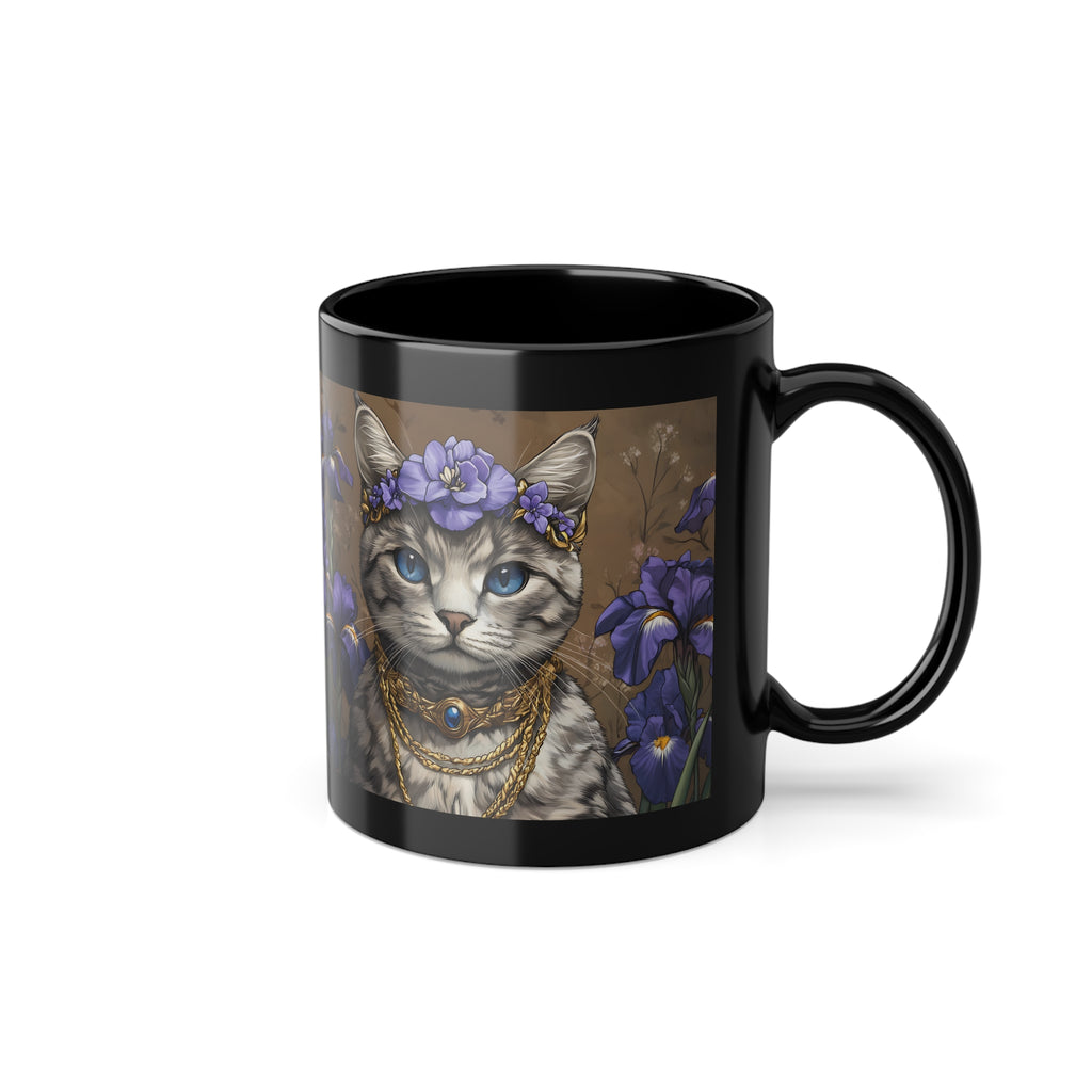 Mug Chat Couronne de Fleurs Violettes