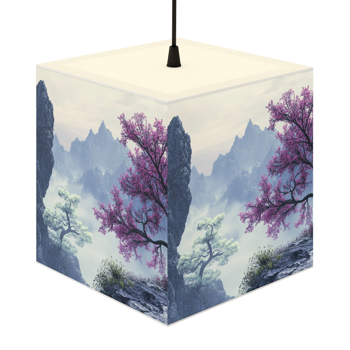DECO - Lampe Cubique ZEN Montagnes Brumeuses
