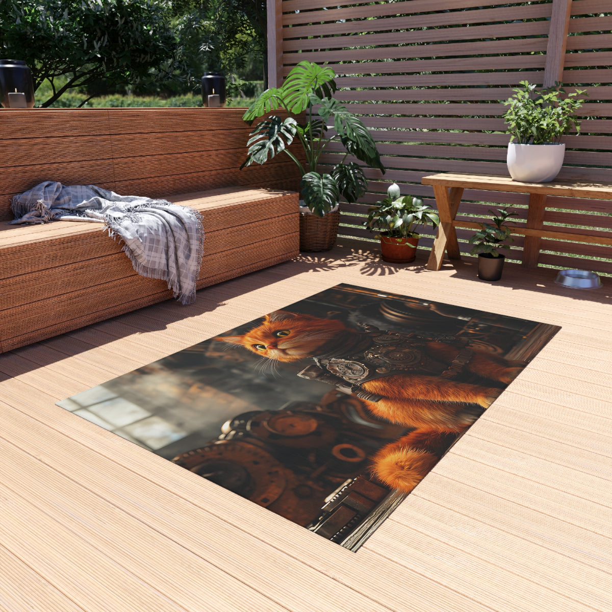 Tapis de salon Chat Orange Steampunk